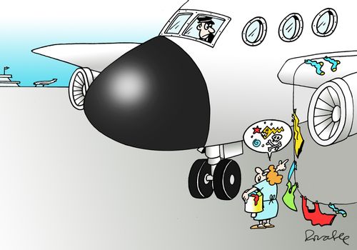 Airplane Catches Woman's Washing.
