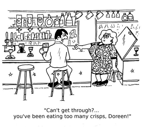 'Can't get through?... you've been eating too many crisps, Doreen!'