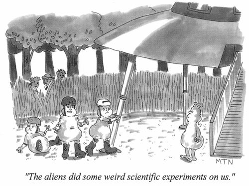 Rollerblades - The aliens did some weird scientific experiments on us.