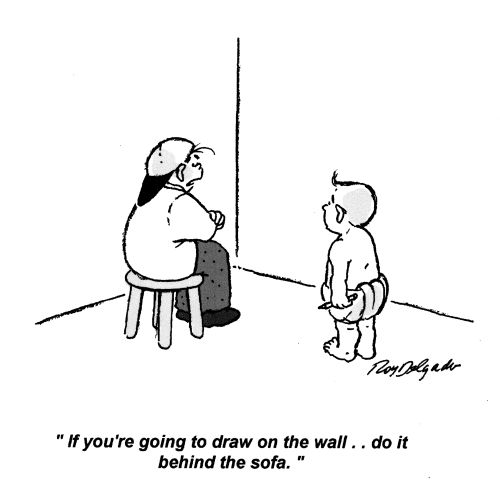 'If you're going to draw on the wall... do it behind the sofa.'