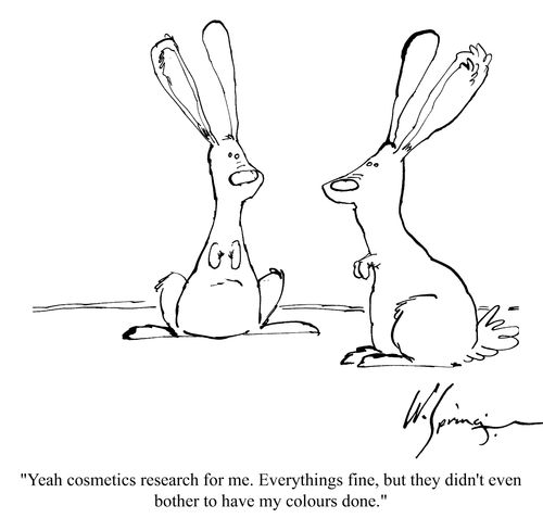 'Yeah cosmetics research for me. Everythings fine, but they didn't even bother to have my colours done.'