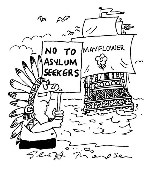 Native American saying 'no to asylum seekers'.