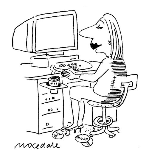 Woman using CD player as drinks holder