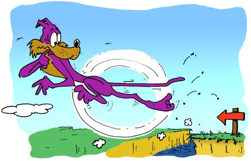 Coyote running off a cliff