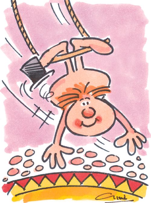 Man on a trapeze