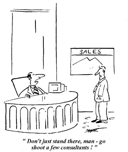 "Don't just stand there, man - go shoot a few consultants!"