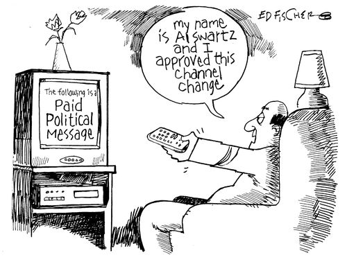 Approving change of channel for political message.