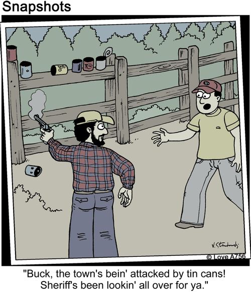 'Buck, the town's bein' attacked by tin cans! Sheriff's been lookin' all over for ya.'