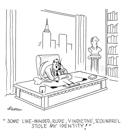 'Some like-minded, rude, vindictive, scoundrel stole my identity!'