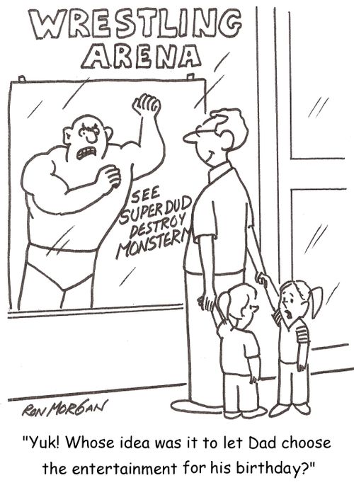 'Yuk! Whose idea was it to let Dad choose the entertainment for his birthday?'