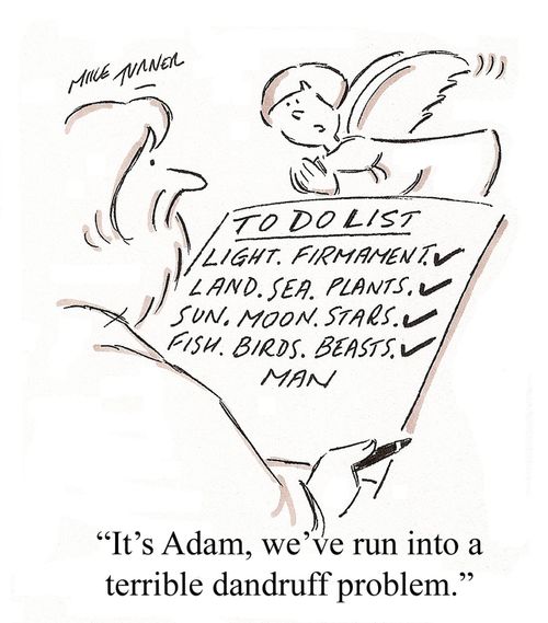 'It's Adam, we've run into a terrible dandruff problem.'
