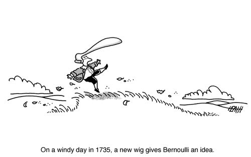 On a windy day in 1735, a new wig gives Bernoulli an idea.