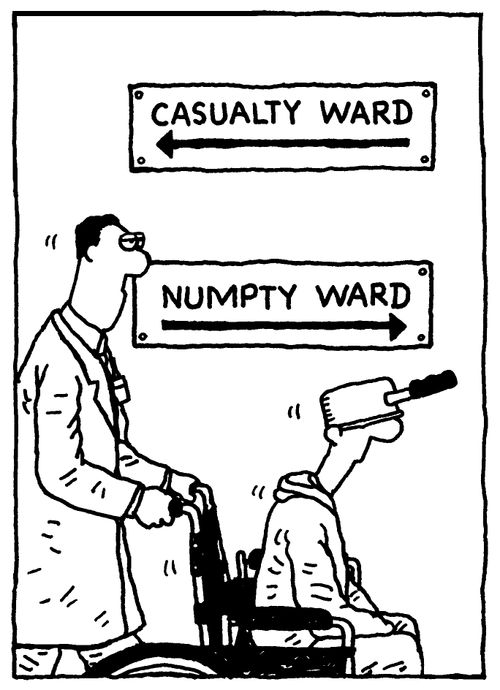 Patient with pot stuck on his head being taken to 'Numpty' ward