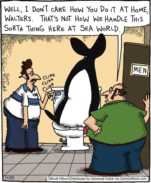 'Well, I don't care how you did it at home, Walters, this is not how we handle this sorta thing at seaworld...'