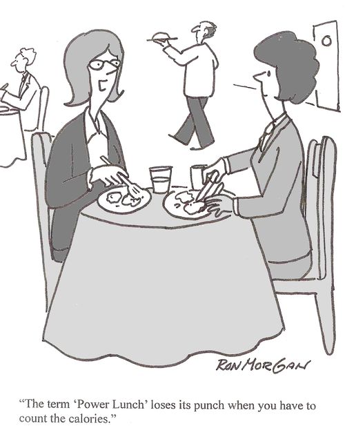 Power lunch loses its punch when counting calories.