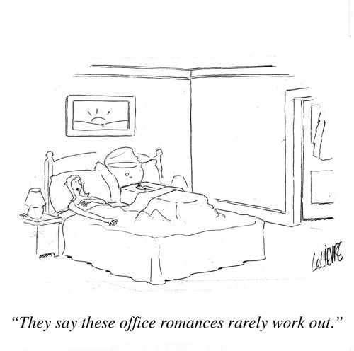 Woman having office affair with water cooler.