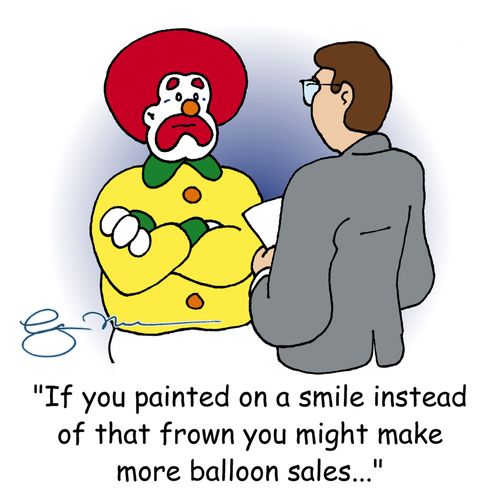 'If you painted on a smile instead of that frown you might make more balloon sales...'