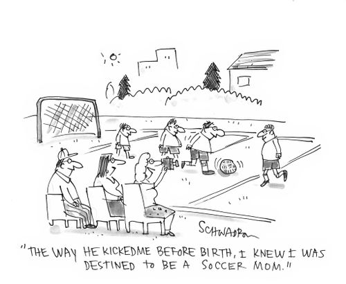 'The way he kicked me before birth, I knew I was destined to be a soccer mom.'