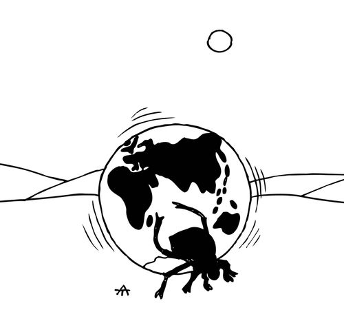 Dung Beetle pushing the world around.