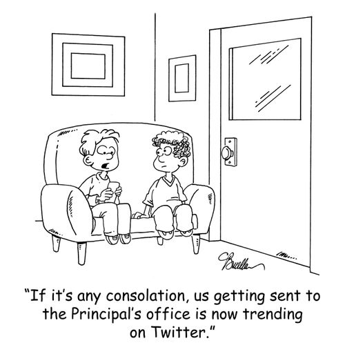 'If it's any consolation, us getting sent to the Principal's office is now trending on Twitter.'