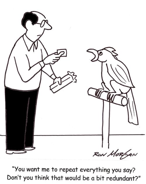 'You want me to repeat everything you say? Don't you think that would be a bit redundant?'