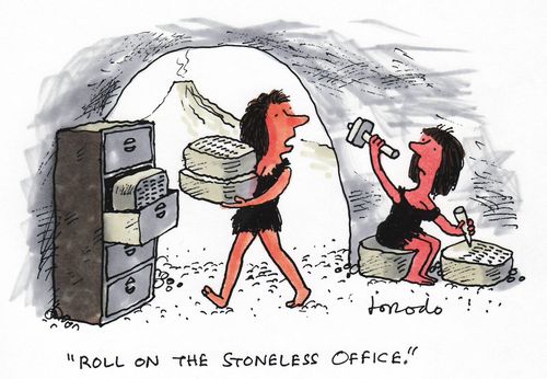 'Roll on the stoneless office.'