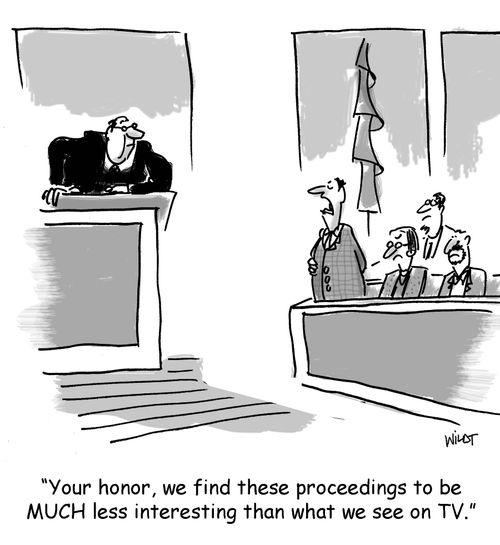 'Your honor, we find these proceedings to be MUCH less interesting than what we see on TV.'