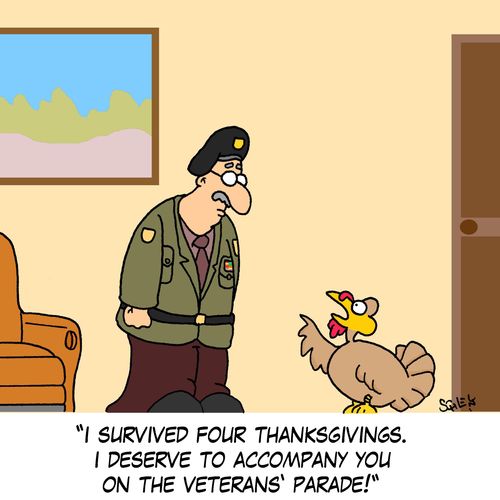 'I survived four Thanksgivings. I deserve to accompany you on the Veterans' Parade!'