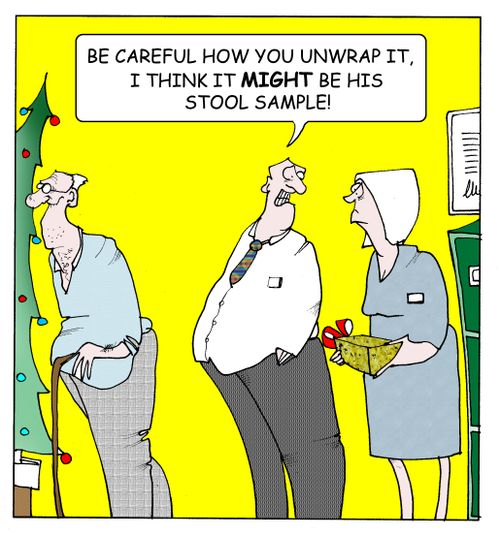 Be careful how you unwrap it I think it MIGHT be his stool sample!