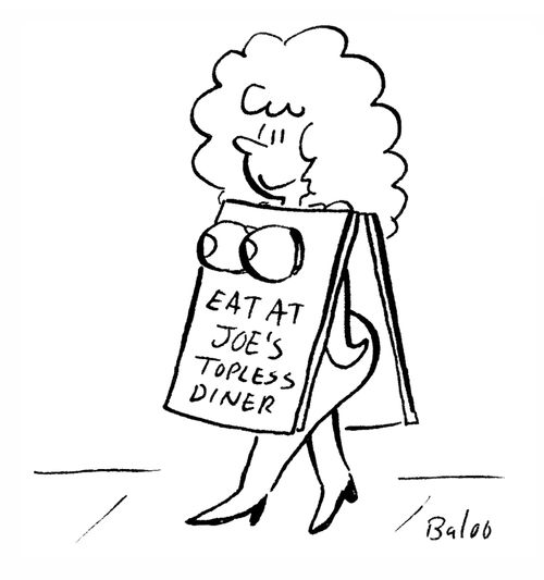 Eat at Joe's Topless Diner.