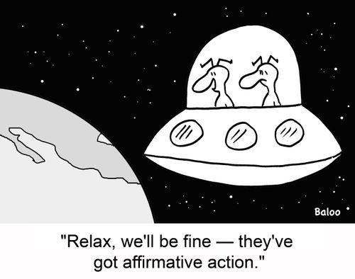 'Relax, we'll be fine -- they've got affirmative action.'
