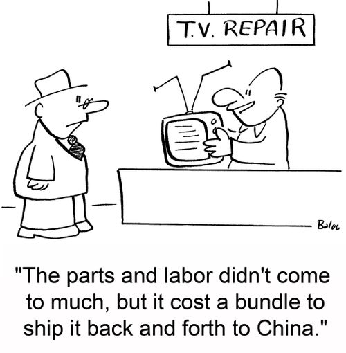 'Parts and labor didn't come to much, but it cost a bundle to ship it back and forth to China.'