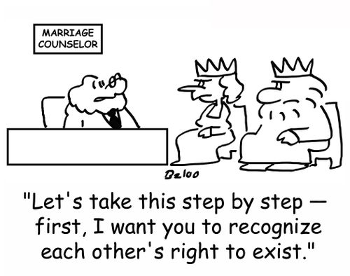 'Let's take this step by step -- first, I want you to recognize each other's right to exist.'