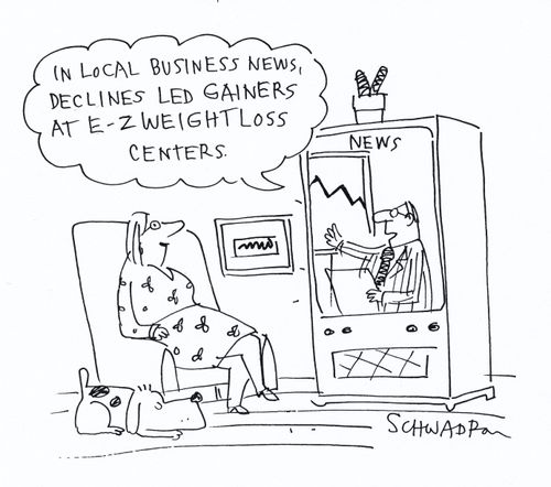 'In local business news, declines led gainers at E-Z weight loss centres.'