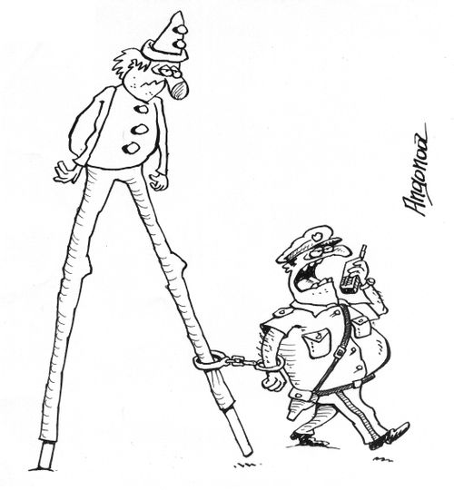 Arresting a clown.