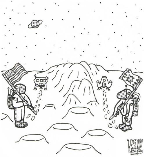 Humans and aliens have landed on new planet at the same time.