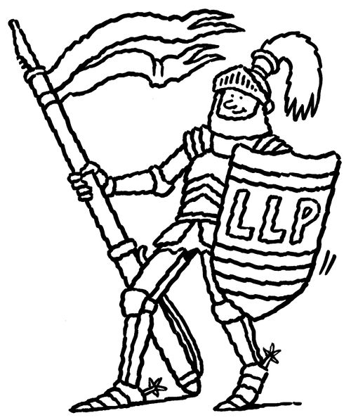 Knight with a pen in an LLP.
