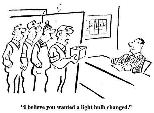 "I believe you wanted a light bulb changed."