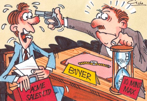 Salesman given 10 minutes under extreme pressure to sell to buyer