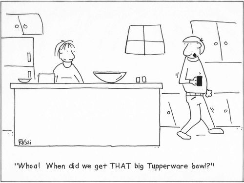 'Whoa! When did we get that big Tupperware bowl?'