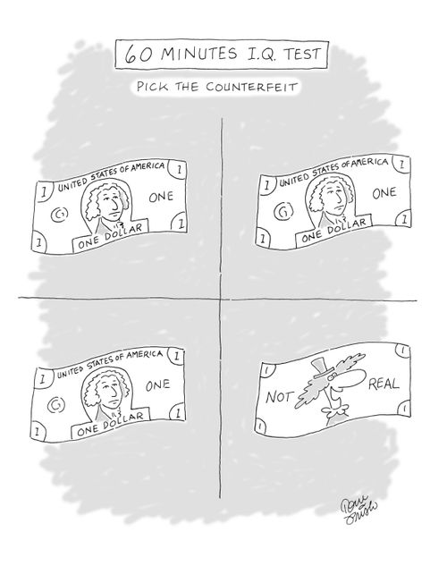 60 minutes I.Q. test - pick the counterfeit.