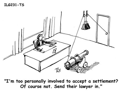 'I'm too personally involved to accept a settlement? Of course not. Send their lawyer in.'