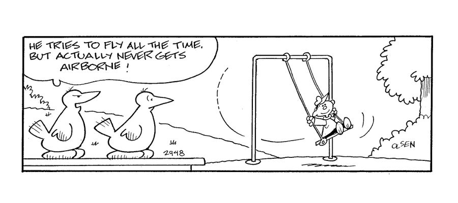 'He tries to fly all the time, but actually never gets airborne!'