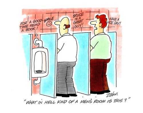 'What in hell kind of a men's room is this?'