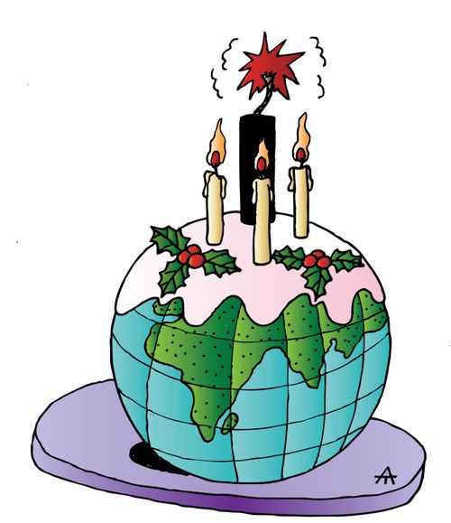The World as A Christmas Pudding With A dynamite Candle