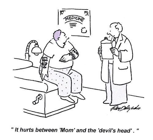 'It hurts between 'Mom' and the 'devil's head'.'