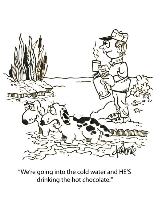 'We're going into cold water and HE'S drinking the hot chocolate!'