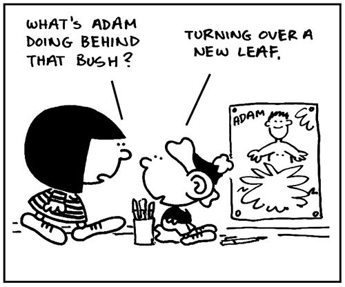 'What's Adam doing behind that bush?'