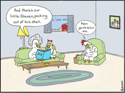 'And there's our little Steven, pecking out of his shell.'