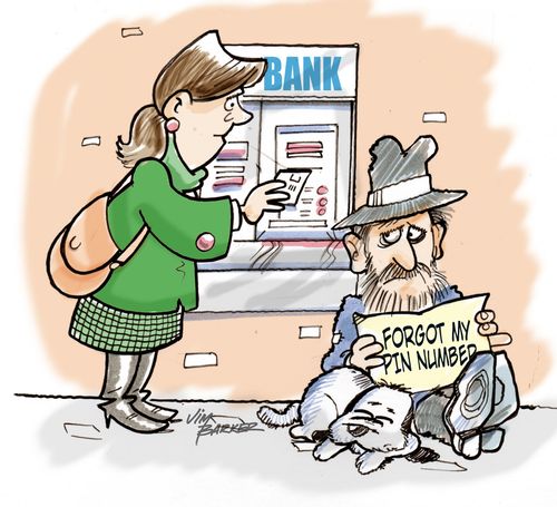 Tramp: 'Forgot my PIN number.'
